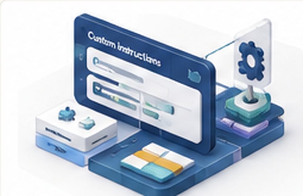 Abstract GPT custom instruction workflow illustration