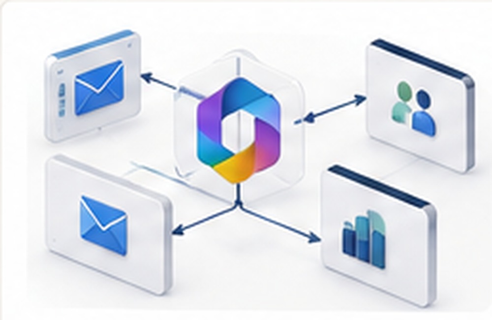 Abstract Microsoft Copilot workflow illustration