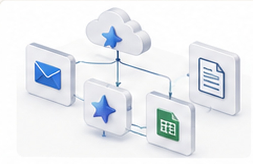 Abstract Google Workspace AI workflow illustration