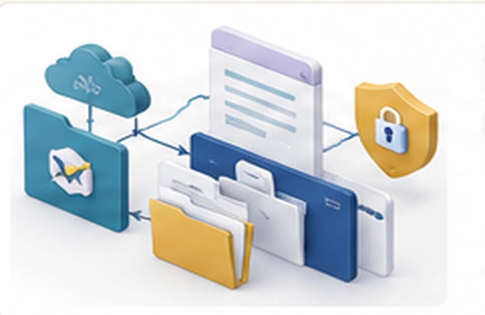 Abstract SharePoint document governance workflow illustration